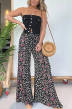 Flower Child Boho Pants Black Multi