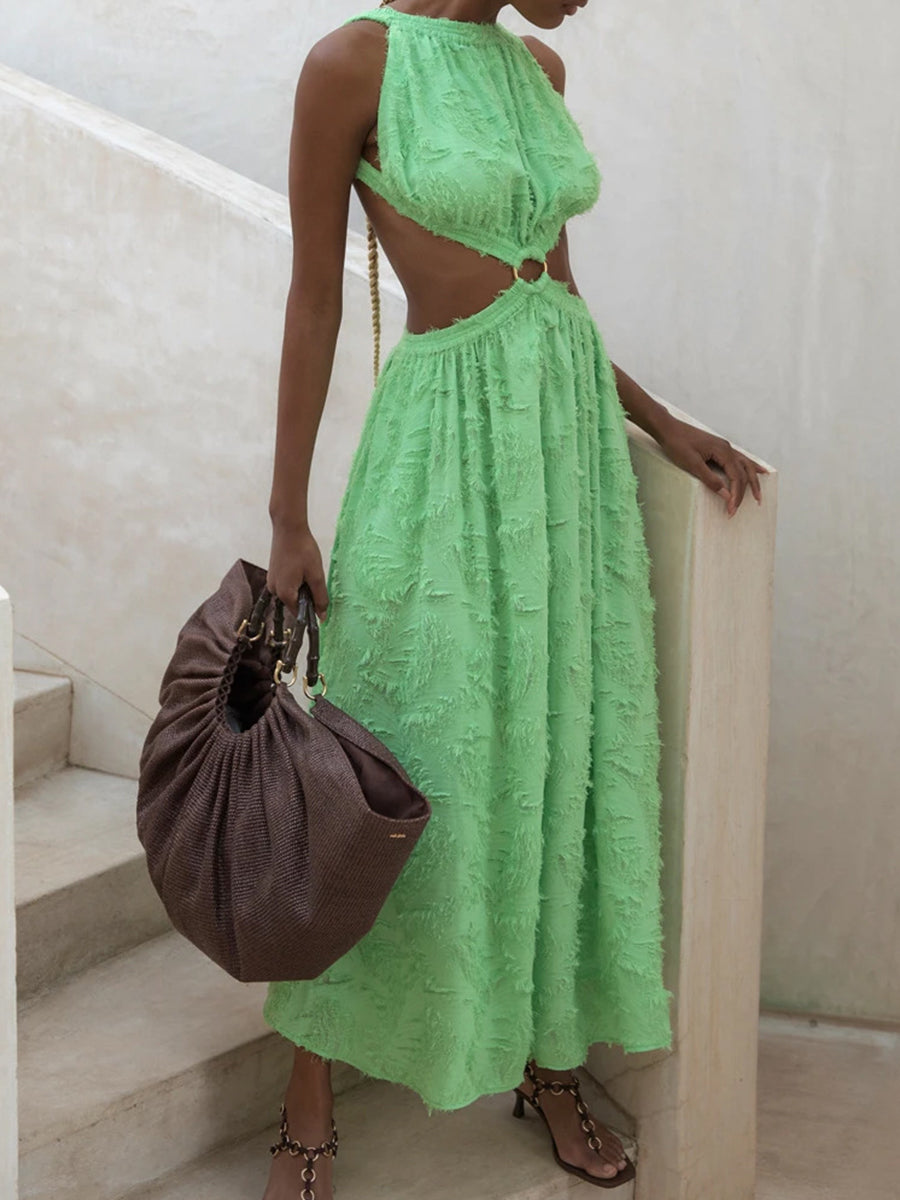 Chic Cutout Back Open Maxi Vacation Dress