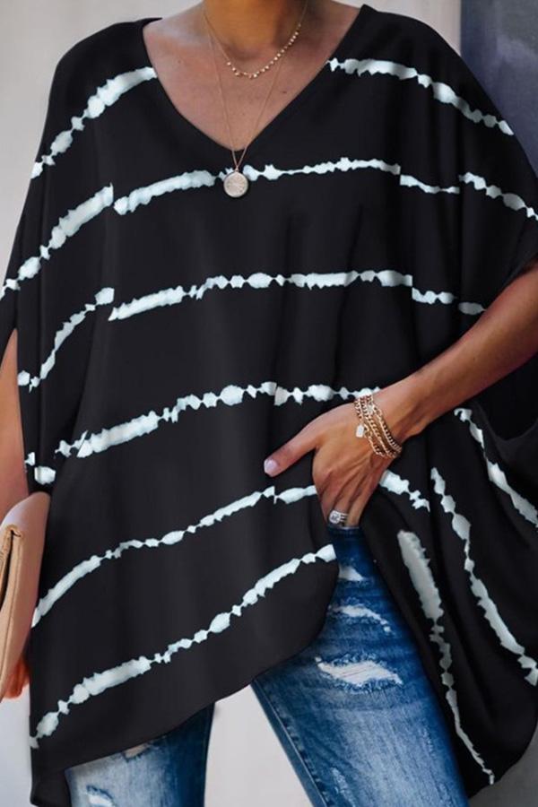 Printed Batwing Sleeve T-shirt