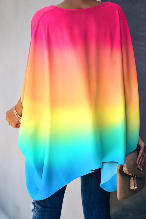 Printed Batwing Sleeve T-shirt