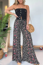Flower Child Boho Pants Black Multi