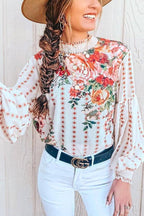 Floral Ruffle Trim Top