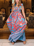 Graphic Print Loose Knotted Maxi Dress