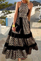 Bohemian Print Open Back Dress