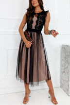Chiffon Lace Midi Dress