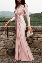 Long Sleeve Twist Front Maxi Dress