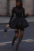 Fitted Bubble Hem Mesh Mini Dress