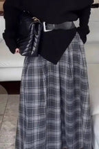 Retro plaid flowing maxi skirt