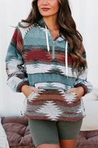 Print Pocketed Hoodie