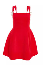 Holiday Happiness Square Neck Diamante Bow Detail A-line Mini Dress