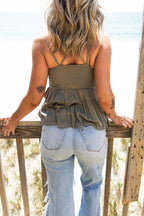 Solid Lace Patchwork Backless Cross Cami