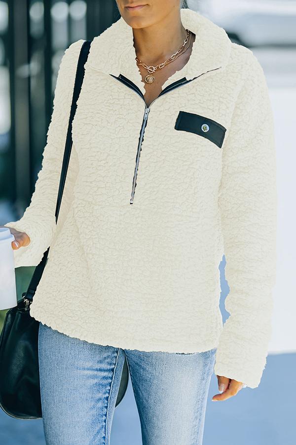 Faux Berber Fleece Zipper Hoodie