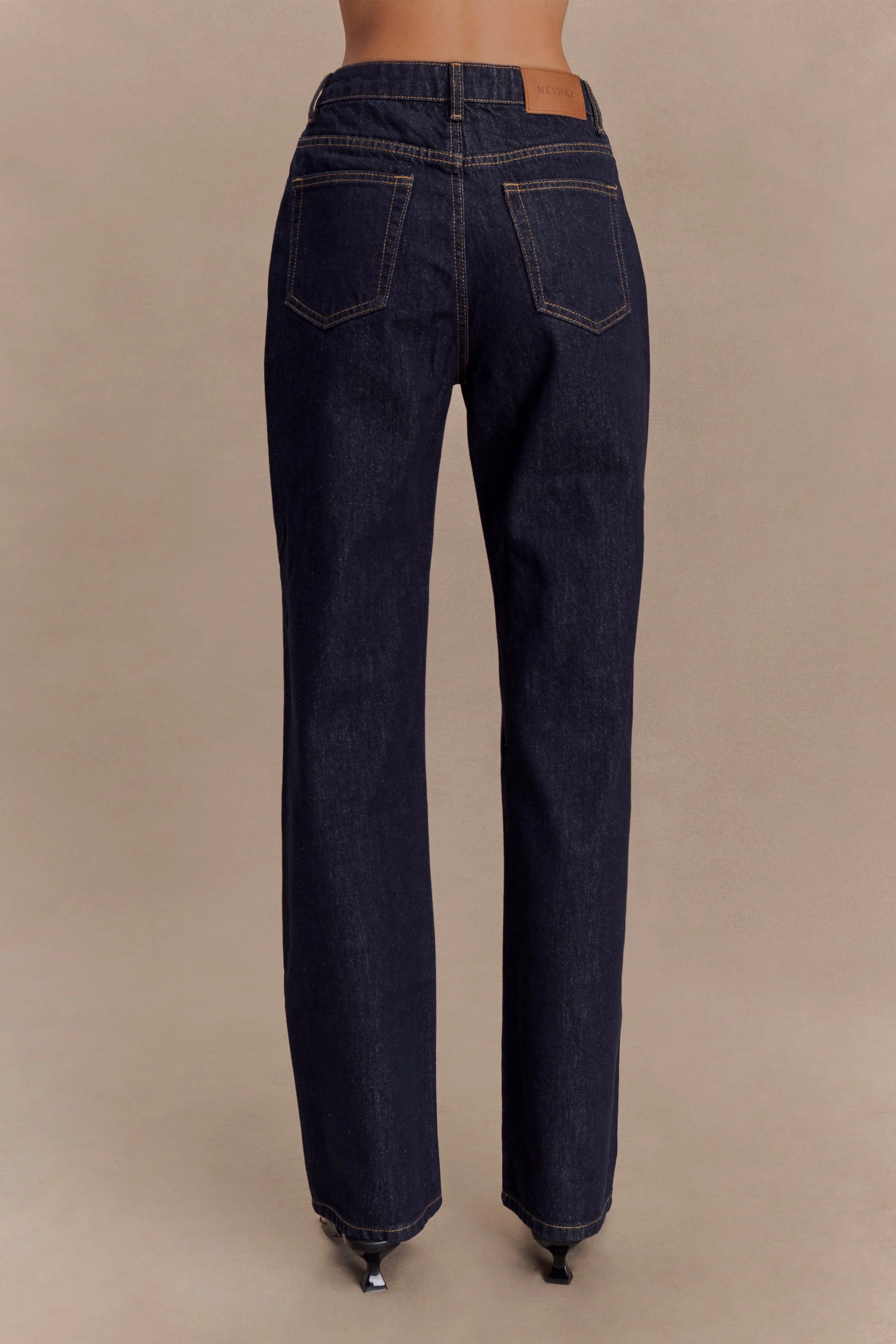 Stassi Denim High Waist Pocketed Straight Leg Jeans