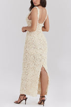 Three-Dimensional Flower Sexy High Waist Slim Fit Dress