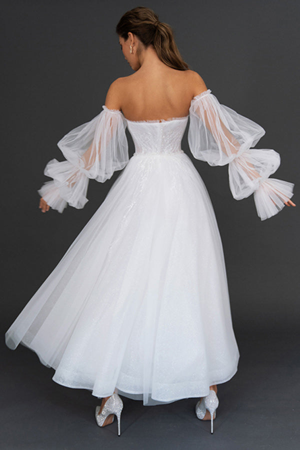 Elegant V-Neck Tube Top Dress Slim-Fit Midi Dress