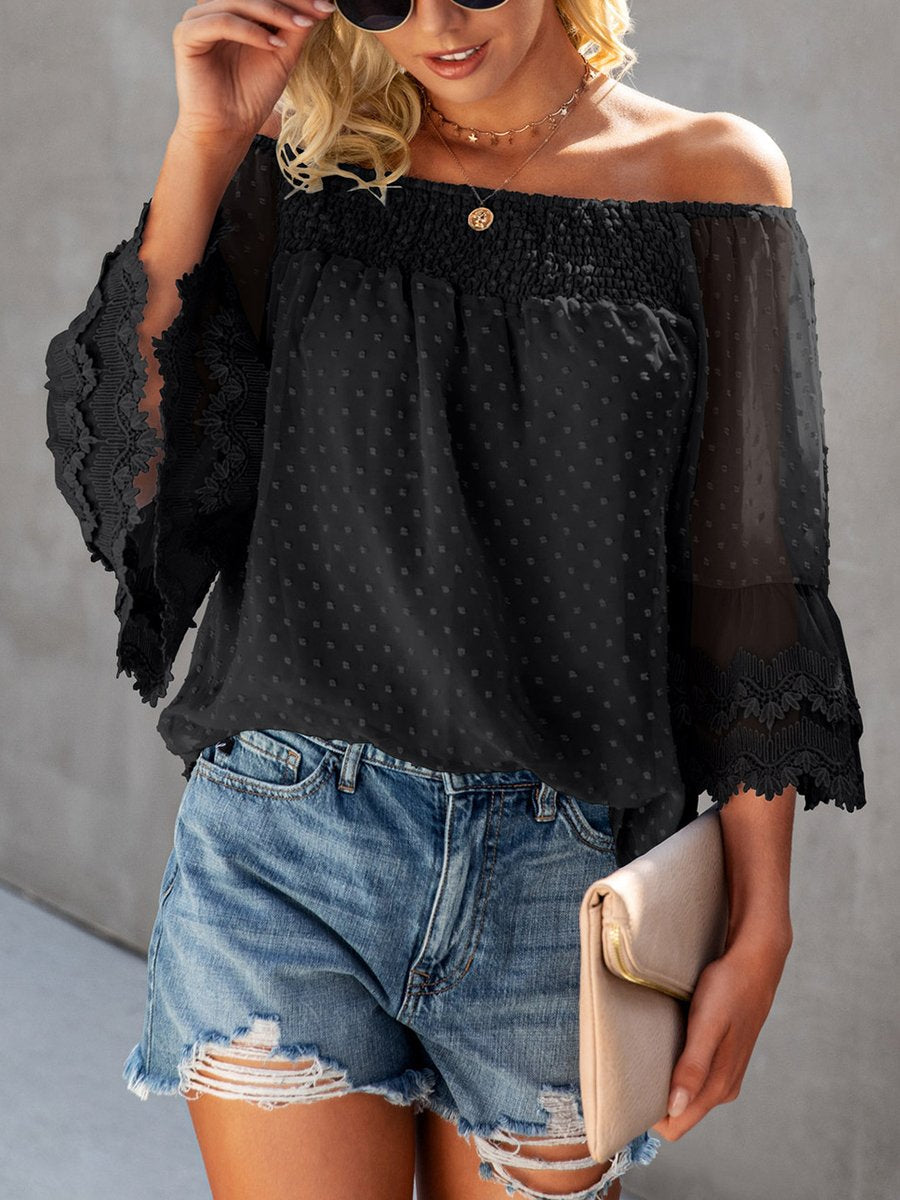 One Shoulder Solid Chiffon Top