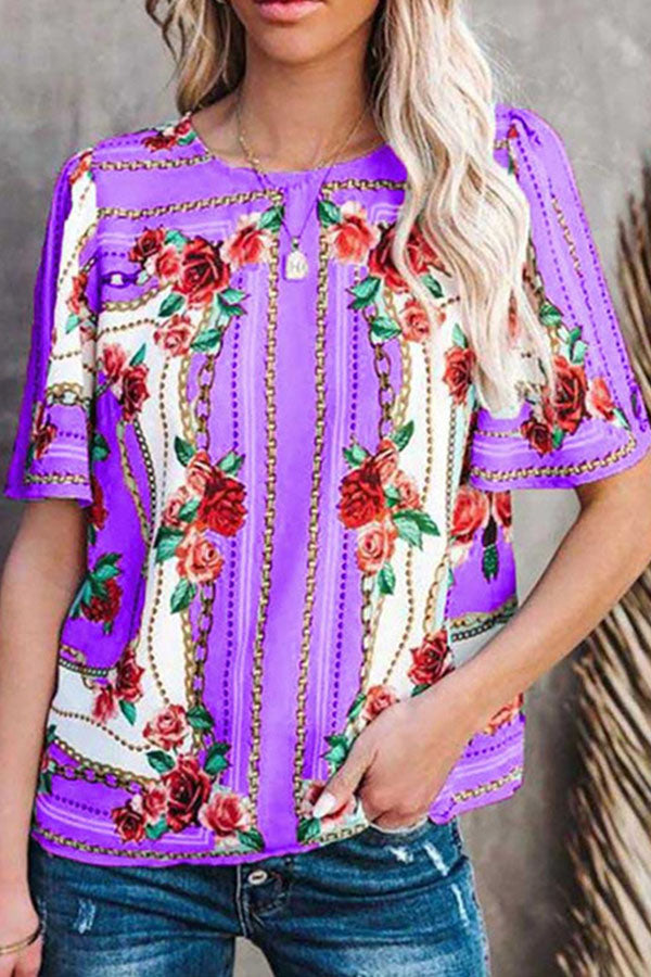 Fashion Round Neck Print T-shirt