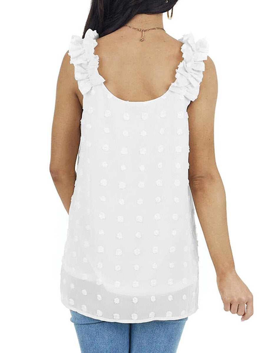Solid Straps V-neck Jacquard Camisole