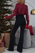 High-waisted slim-fit flared pants