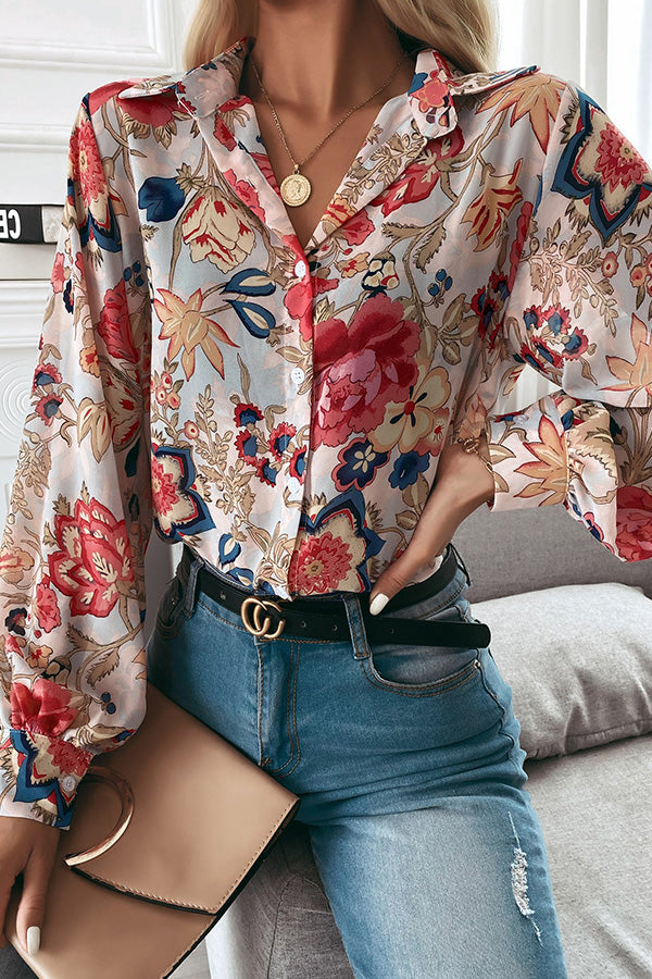 Flower Print Long Sleeve Shirt
