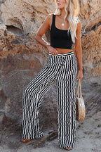 Choppy Waters High Rise Striped Print Pants