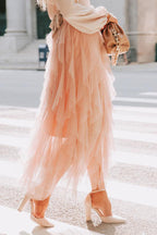 Allegro Ruffle Tulle Midi Skirt Grey Blue