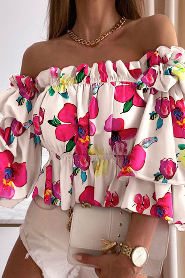 Printed Ruffle Blouse