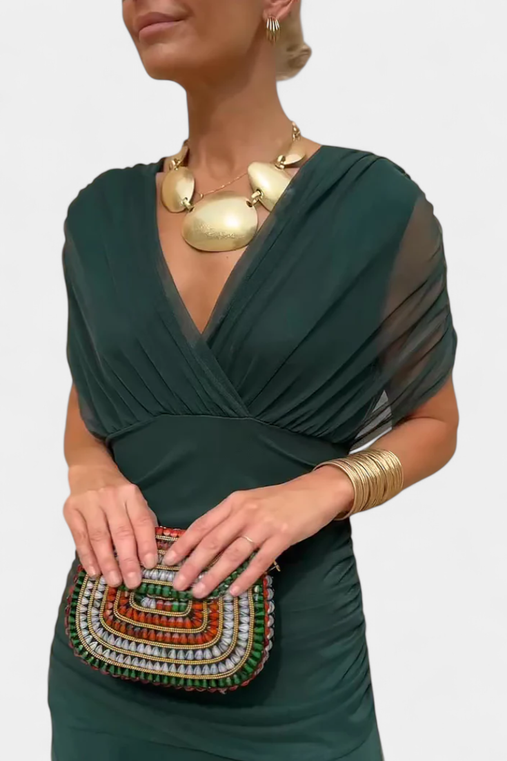 Camille |  Long floral dress with Belly Cover