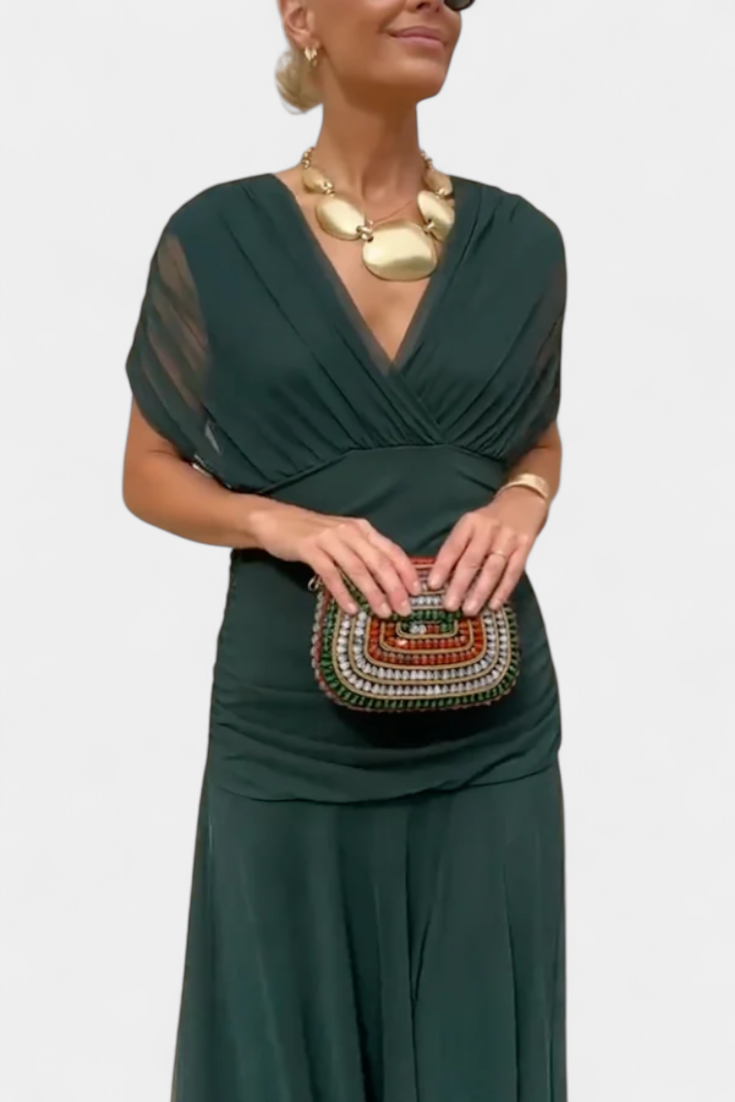 Camille |  Long floral dress with Belly Cover