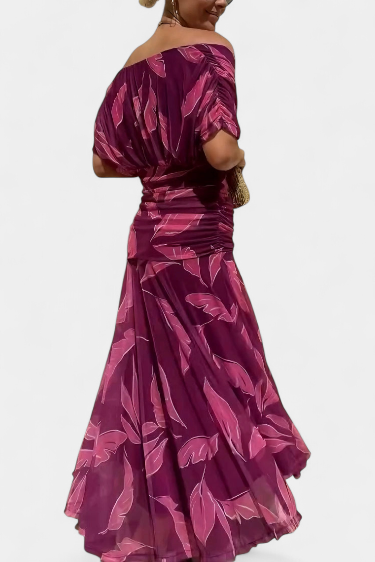Camille |  Long floral dress with Belly Cover